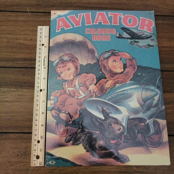 Kiddie Car Classics Tin Sign "1943 Aviator Coloring Book Cover" SEALED - Picture 5 of 5